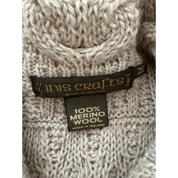 Inis Crafts long zip up cardigan, 100% Wool size M, Beige. - Picture 3 of 6